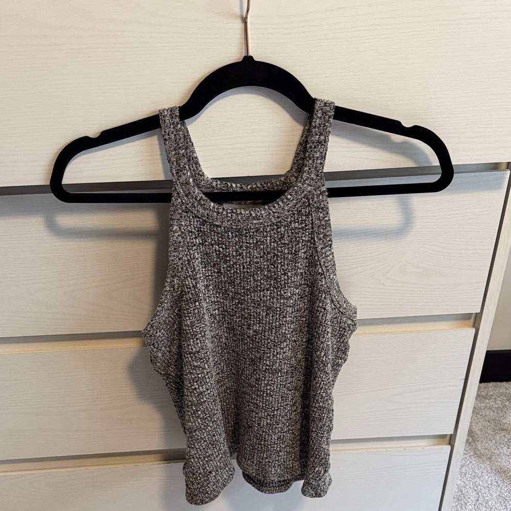 Anthropologie Black and White Textured Tank Top